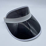 Жіночий пластиковий прозорий козирок лого брендований чорний, фото 3