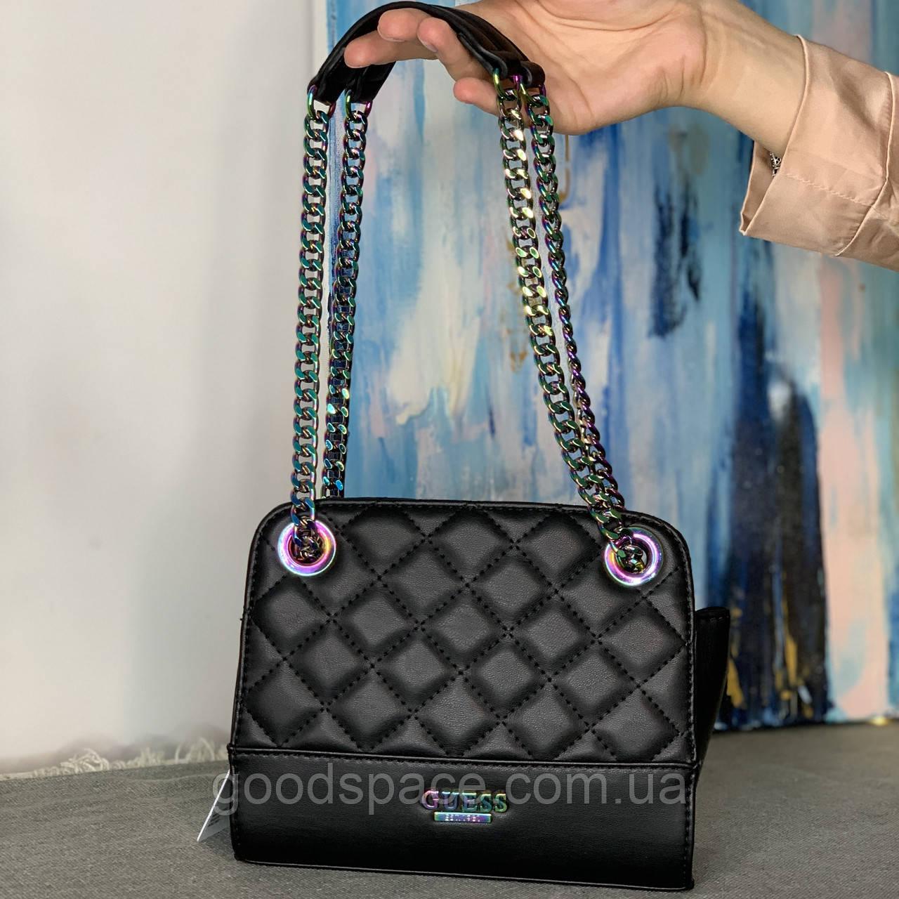 guess haley iridescent mini crossbody