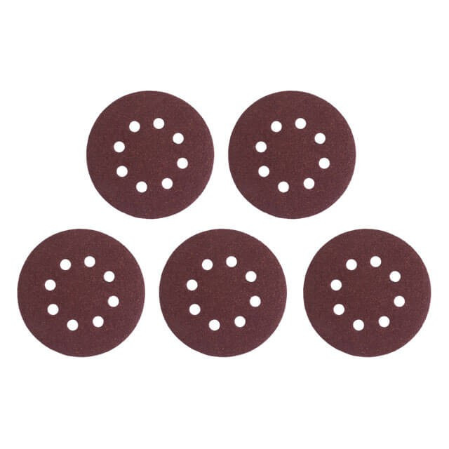 Круг наждаковий самоклеючий 125 мм з отворами , папір клас С, густина 140 г/м2, К60, уп. 5 од. INTERTOOL, фото 1