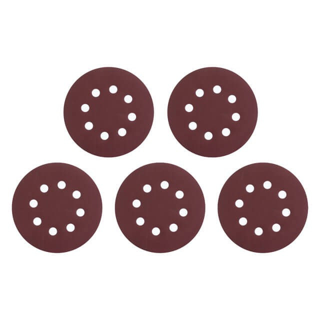 Круг наждаковий самоклеючий 125 мм з отворами , папір клас С, густина 140 г/м2, К400, уп. 5 од. INTERTOOL, фото 1