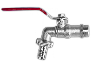 Кран кульовий РЗ 3/4", штуцер під шланг 3/4", 
латунний нікельований, GKK033419