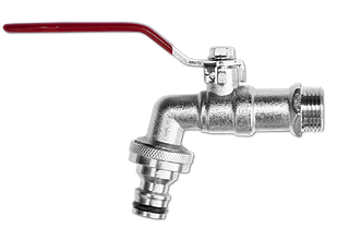 Кран кульовий РЗ 1/2" з адаптером під конектор, 
латунний нікельований, GKK0412