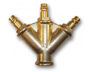 Трійник зі штуцерами "тато", РВ 3/8", латунь, 
SP027