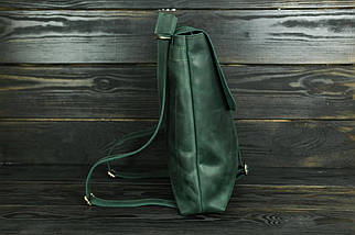 Жіночий шкіряний рюкзак Трансформер, натуральна Вінтажна шкіра колір Зелений, фото 2