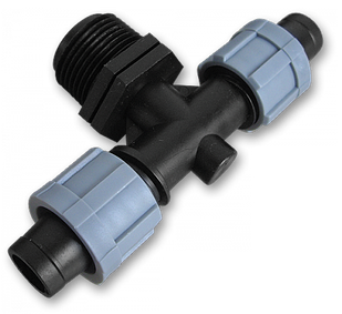 Трійник крапельна стрічка х2 / різьба зовнішня 
1/2", DSTA06-12L