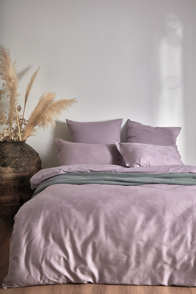 Турецьке Постільне Білизна Limasso Jacquard Kelebek Violet Жакард Бавовна