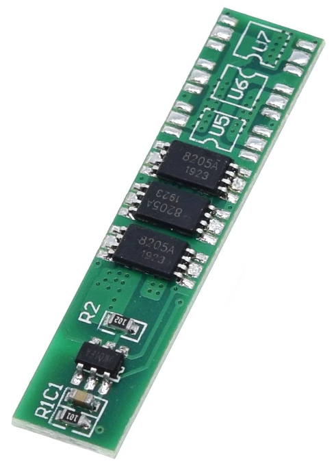 BMS контролер 1S 6A для Li-Ion акумуляторів, 2х7.5х35 мм