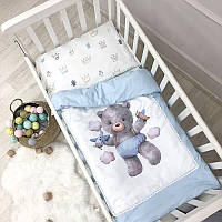 Детское постельное белье Маленькая Соня для мальчика в кроватку СКПБ Kids Toys Мишка голубой