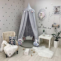 Балдахин шатер Маленькая Соня на детскую кроватку для новорожденного серый