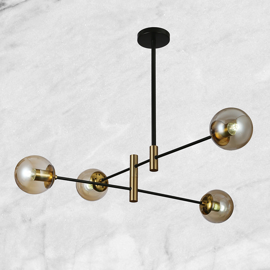 Чёрная Современная Люстра на 4 Лампы (909-LXL3012-4 BK+BR) — Купить ...