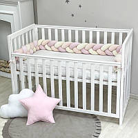 Бортики в детскую кроватку защита Маленькая Соня для новорожденных, борт коса на 3 стороны персик 220 см