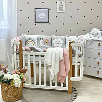 Бортики в детскую кроватку защита для новорожденных, подушечки с косой на 4 стороны Art Design Улитка