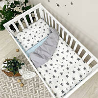 Комплект детского постельного белья в кроватку для малышей СКПБ Happy night Звёзды серые