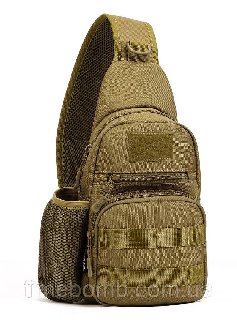 Маленький військовий одне лямковий рюкзак 127 хакі, фото 1