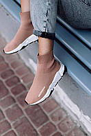 Balenciaga женские весна/лето бежевые кроссовки . Демисезонные женские текстильные кроссы