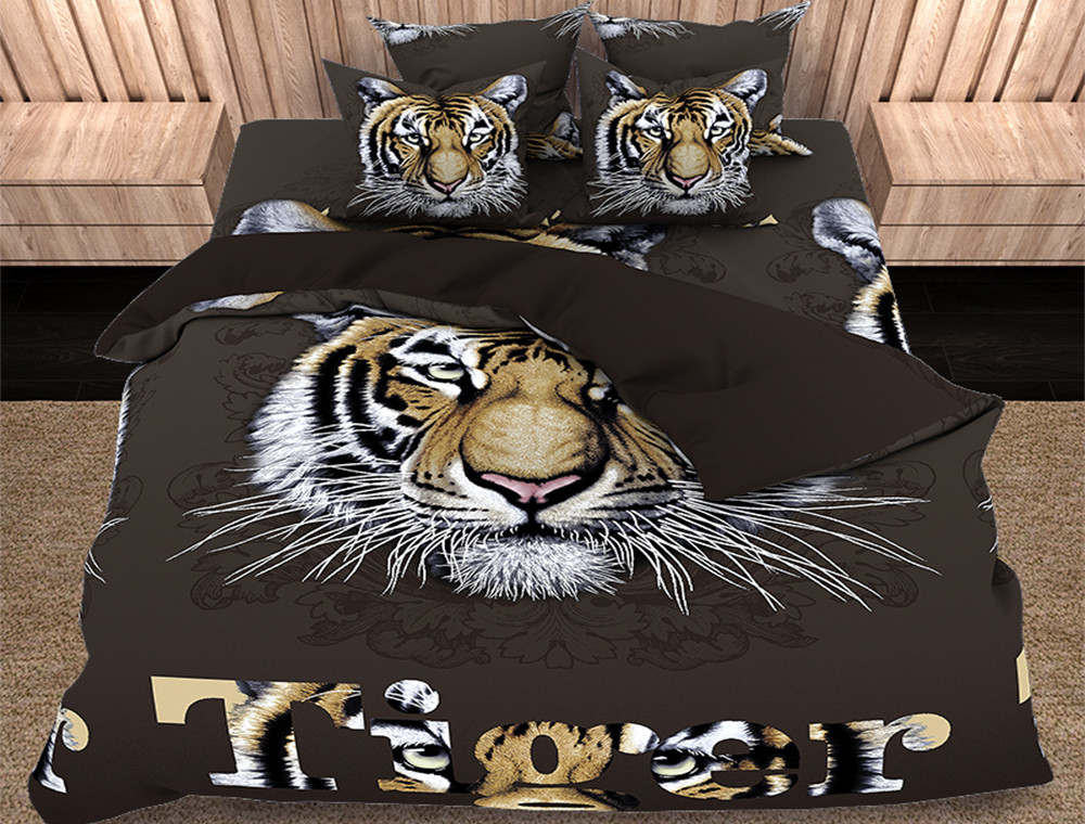 Тканина для постільної білизни Поліестер 75 PL3657 (60м) тигри на коричневому