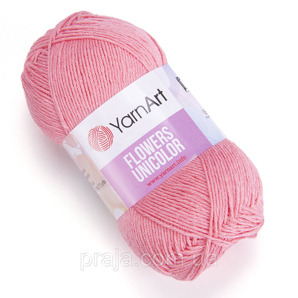 Yarnart Flowers Unicolor Флаверс Юніколор - 735 рожево кораловий, фото 1
