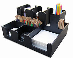 Органайзер барний 3+2, органайзер для стаканчиків кави 34х26х16 см, ЧОРНИЙ