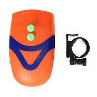 Велосипедный фонарь звонок FY-037-3led 3хААА (3 режима и 4 звонка) Оранжевый