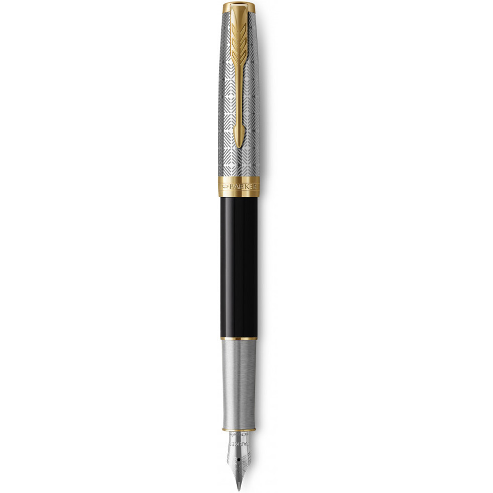 Ручка Parker чорнильна SONNET 17 Metal & Black Lacquer GT FP18 F (68111)