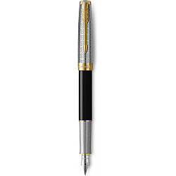 Ручка Parker чорнильна SONNET 17 Metal & Black Lacquer GT FP18 F (68111)