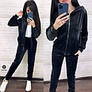 Оксамитовий спортивний костюм жіночий з кофтою на блискавці та штанами на манжетах (р. 42-52) 9so1334, фото 2