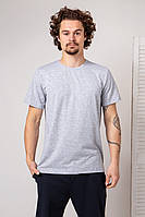 Однотонная мужская футболка серая меланж свободного фасона M, L, XL, ХXL