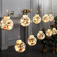 Гирлянда Бахрома микс 4 вида с игрушкой внутри 200L W-1 Copper curtain ball lamp W 3мх1.5м Тепло-белый