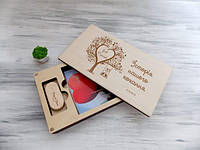Деревянная коробка для свадебных фотографий и флешки, съемная крышка на магнитах