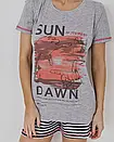 Комплект із шортами з оригінальним принтом "Sun Dawn", жіноча піжама з шортами S,M, L,XL,, фото 3