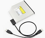 Перехідник-адаптер з USB 2.0-SATA (7+6) 13pin ноутбук DVD-CD-ROM, фото 3