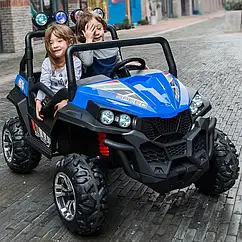 Дитячий електромобіль двомісний Баггі (4 мотори по 45W, 2 акб, USB, Blue-MP3) Bambi синій