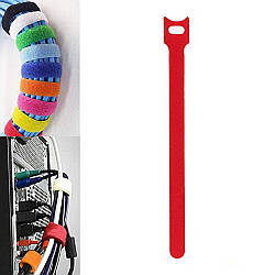 Стяжки хомути для кабелю на липучці 150 мм 10 шт Червоний колір липучки для укладання кабелю