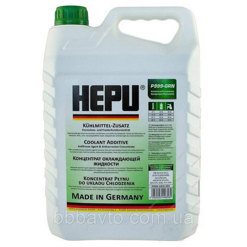 Антифриз Зелений G11 (-80C) концентрат Hepu Antifreeze, банка 5 л (Пр-во Hepu) P999-GRN-005, фото 1