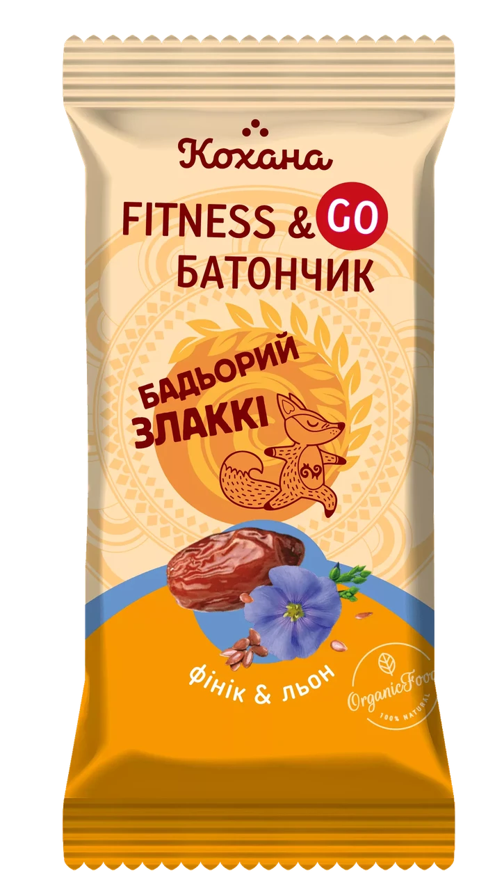 Батончик 3 злаки "М'ята, фінік, льон", 40 г, Кохана