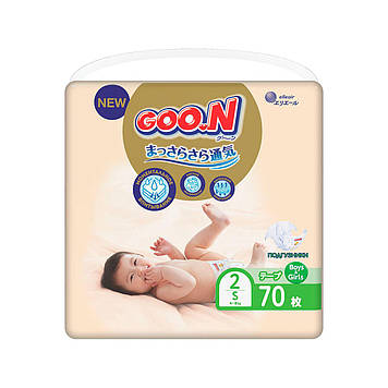 Підгузки GOO.N Premium Soft для дітей 4-8 кілограм (розмір 2(S), на липучках, уніксекс, 70 шт) 863223