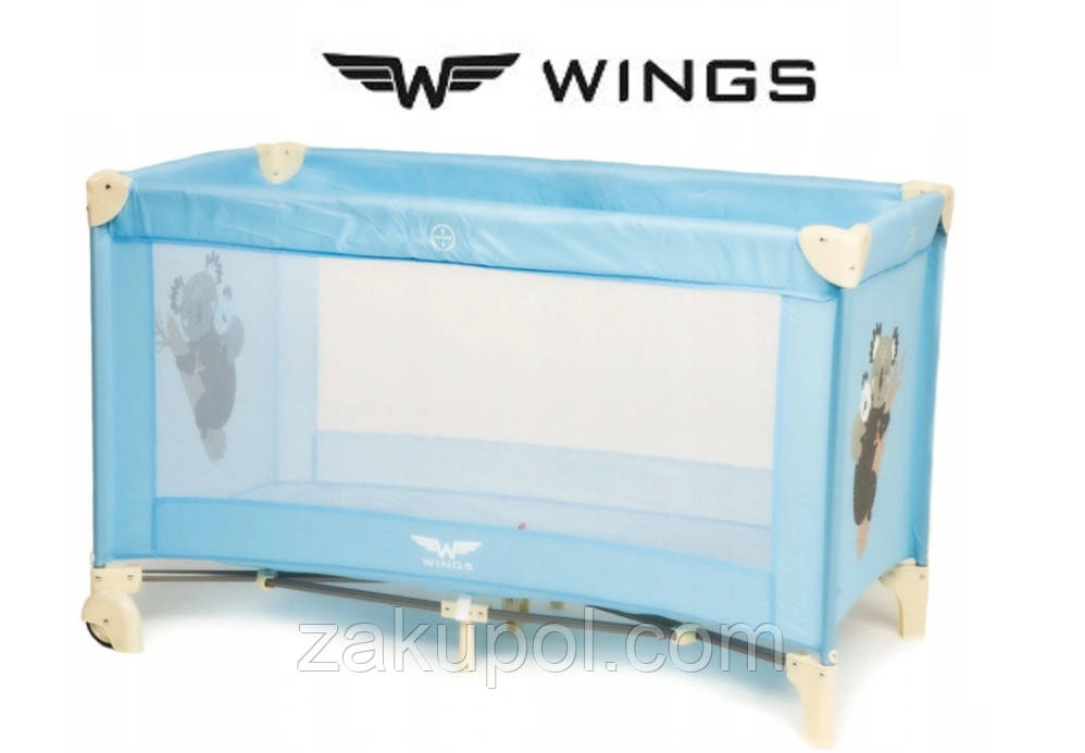Манеж WINGS 125x65 синій туристичне дитяче ліжечко, дитяче ліжко