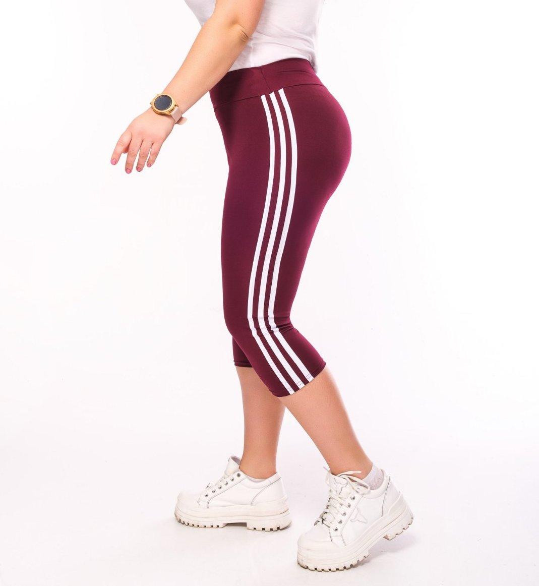 Бриджі спортивні жіночі з лампасами великого розміру Бордо