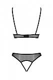 Комплект: бралет з ажурним ліфом та відкритими трусиками Christa Set with Open Bra black L/XL — Pass SO5759, фото 4