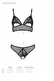 Комплект: бралет з ажурним ліфом та відкритими трусиками Christa Set with Open Bra black L/XL — Pass SO5759, фото 5