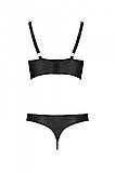 Комплект з екошкіри з люверсами та ремінцями Malwia Bikini black XXL/XXXL — Passion, бра та трусики SO5764, фото 5