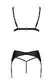 Комплект з екошкіри Passion Miley Set black S/M: трусики, бюстгальтер, пояс для панчіх SO5772, фото 5