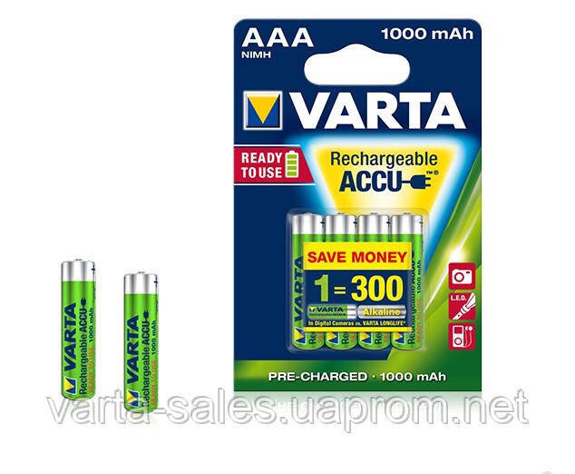 Аккумуляторы ACCU Varta Professional 4 AAA 1000 mAh R2U HR03 (предзаряженные) - фото 3 - id-p1374090