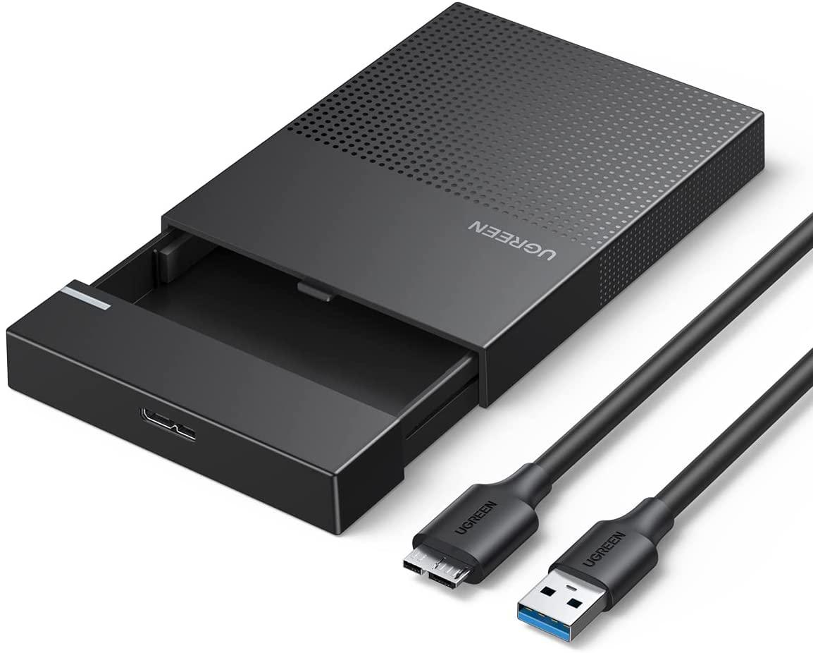 Зовнішній корпус Ugreen кишеня для жорсткого диска 2.5" SATA to USB 3.0 Tool-Free 7 mm 9.5 mm SSD HDD Black (CM471), фото 1