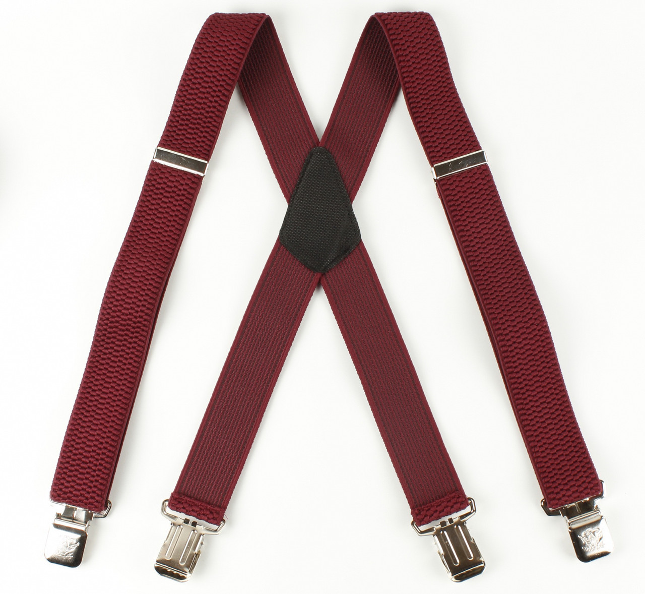 Підтяжки дорослі чоловічі широкі однотонні посилені Paolo Udini X40 Top Gal бордові, фото 1