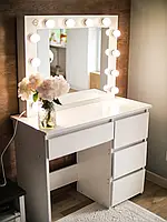 Столик косметичний з дзеркалом і LED-підсвіткою Bonro Бонро B071 білий (20000021)