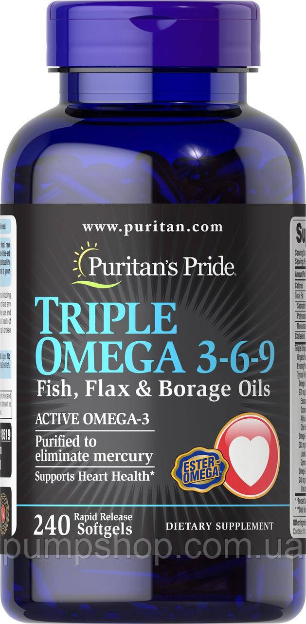 Омега-3-6-9 Puritan's Pride Triple Omega 3-6-9 Fish and Flax Oils 240 капс.
