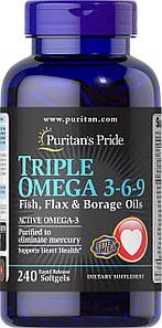 Омега-3-6-9 Puritan's Pride Triple Omega 3-6-9 Fish and Flax Oils 240 капс.