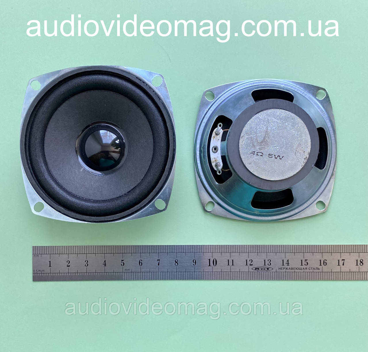 Динамік, опір 4 Ом, 5 Вт, 77 х 77 мм, металевий корпус, фото 1