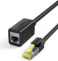 Удлинитель сетевого кабеля 10 Гбит/с RJ45 Ugreen Ethernet-кабель-удлинитель Cat 7 1 м Black (NW148)